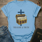 Treasure and Truth Brand Signature Christian T-Shirt cross scripture chest faith apparel conversation starter