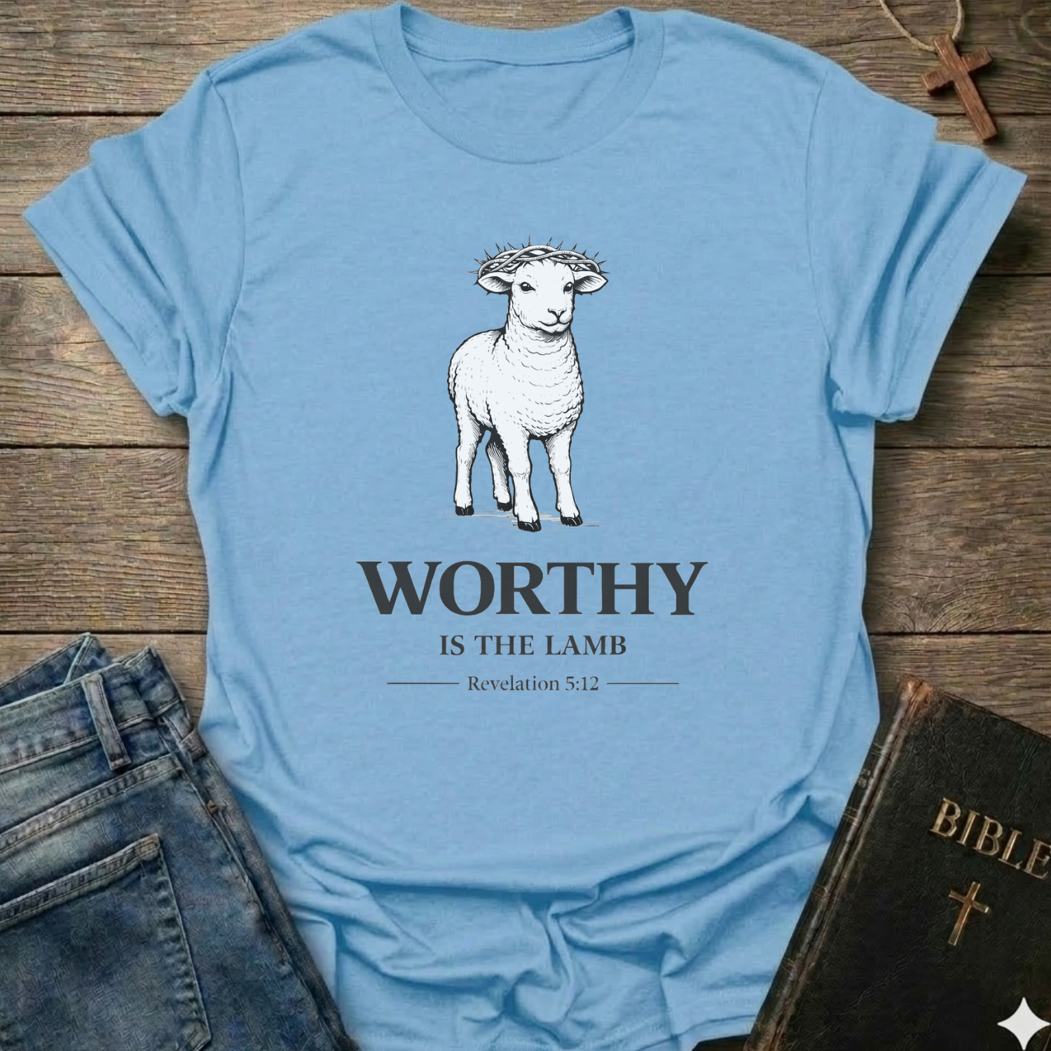 Worthy is the Lamb Christian T-Shirt Revelation 5 worship faith apparel Faith Forward