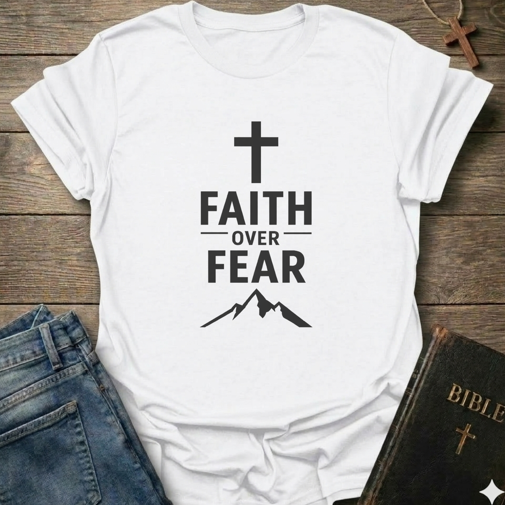 Faith over Fear cross mountain T-Shirt
