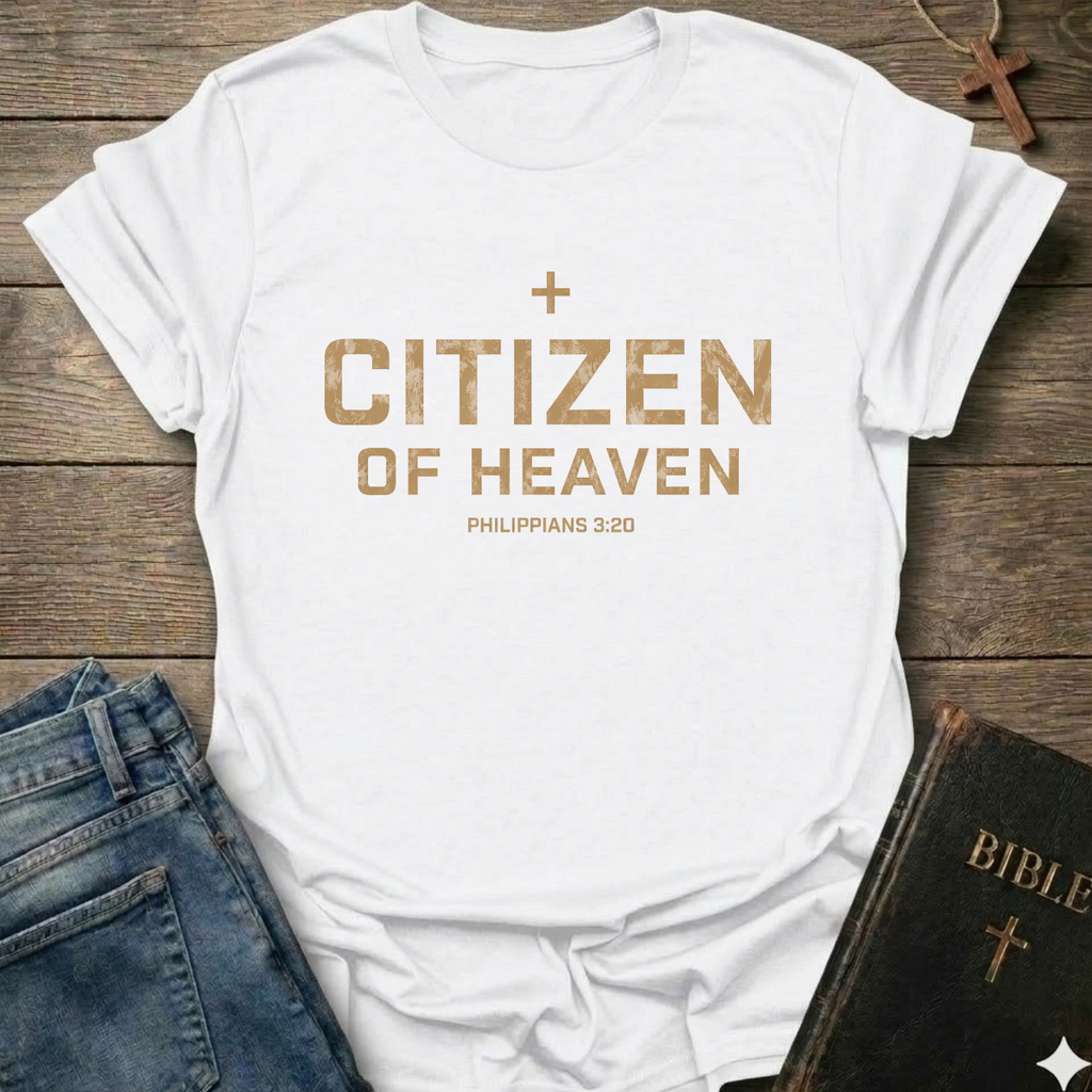 Citizen of Heaven Christian T-Shirt Philippians 3:20 bold faith apparel Faith Forward