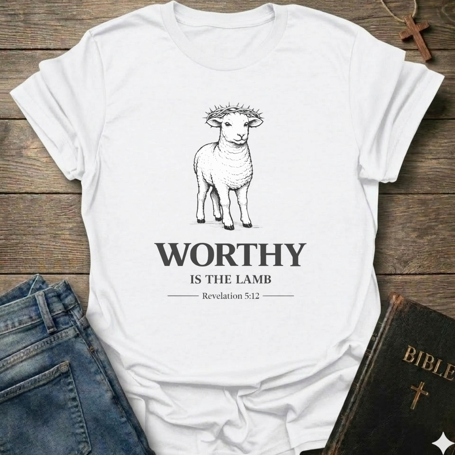 Worthy is the Lamb Christian T-Shirt Revelation 5 worship faith apparel Faith Forward