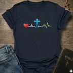 Cross Heart Lifeline Graphic Christian T-Shirt bold faith apparel Faith Forward
