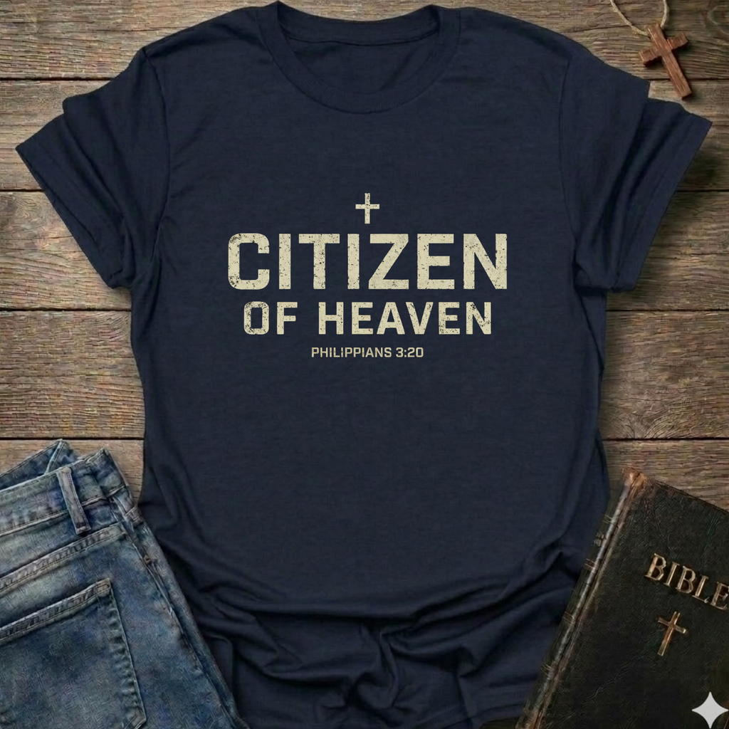 Citizen of Heaven Christian T-Shirt Philippians 3:20 bold faith apparel Faith Forward