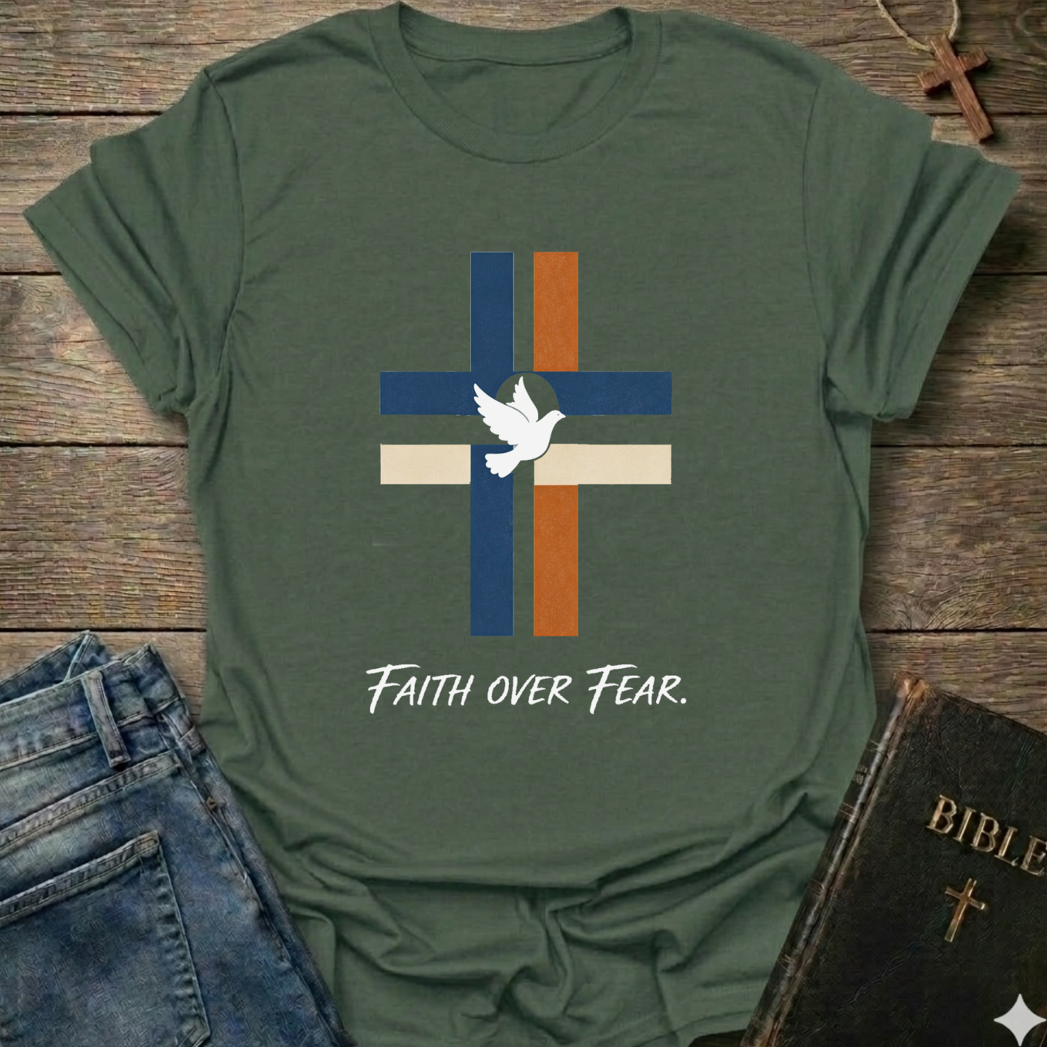Faith over fear cross dove T-Shirt