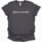 A dark gray short-sleeve t-shirt with the text 'God is Love' and '1 John 4:16' printed in white on the chest, displayed against a plain white background.