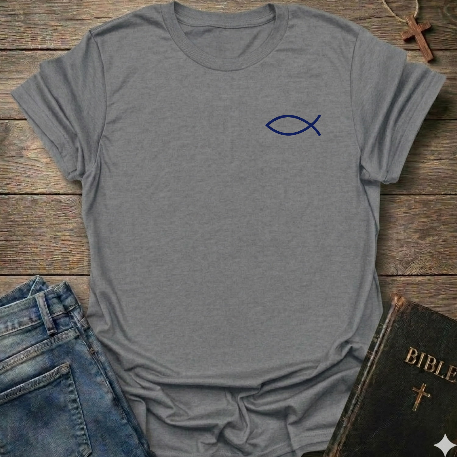 Ichthys Fish Symbol Christian T-Shirt early church faith apparel conversation starter