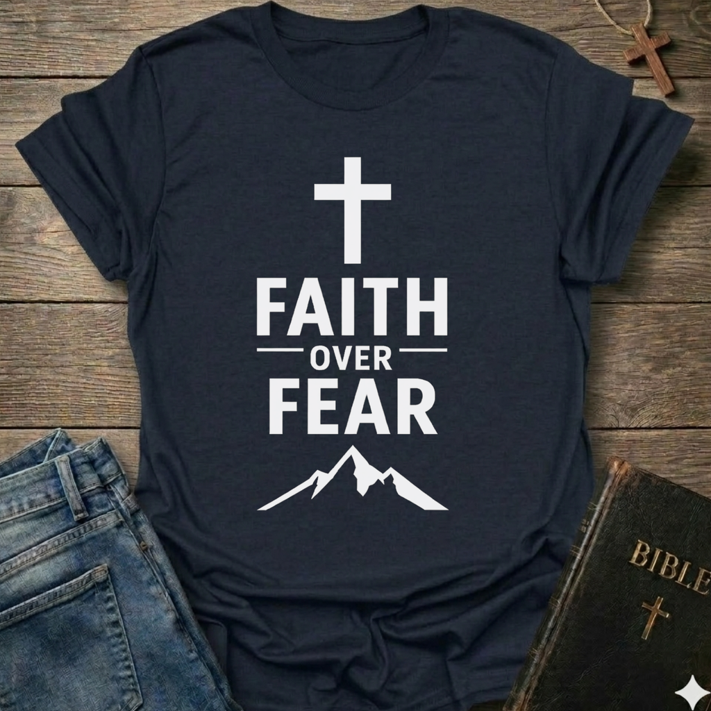 Faith over Fear cross mountain T-Shirt