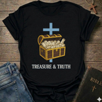 Treasure and Truth Brand Signature Christian T-Shirt cross scripture chest faith apparel conversation starter