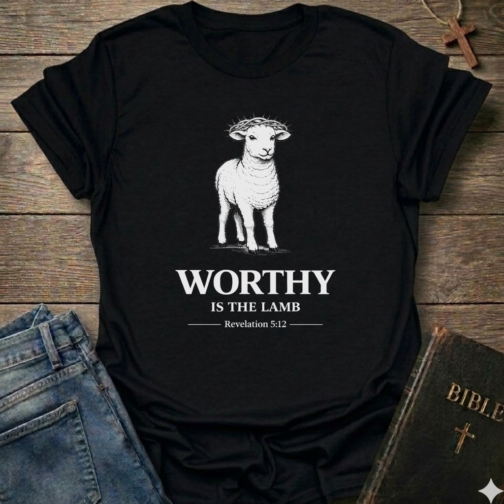Worthy is the Lamb Christian T-Shirt Revelation 5 worship faith apparel Faith Forward