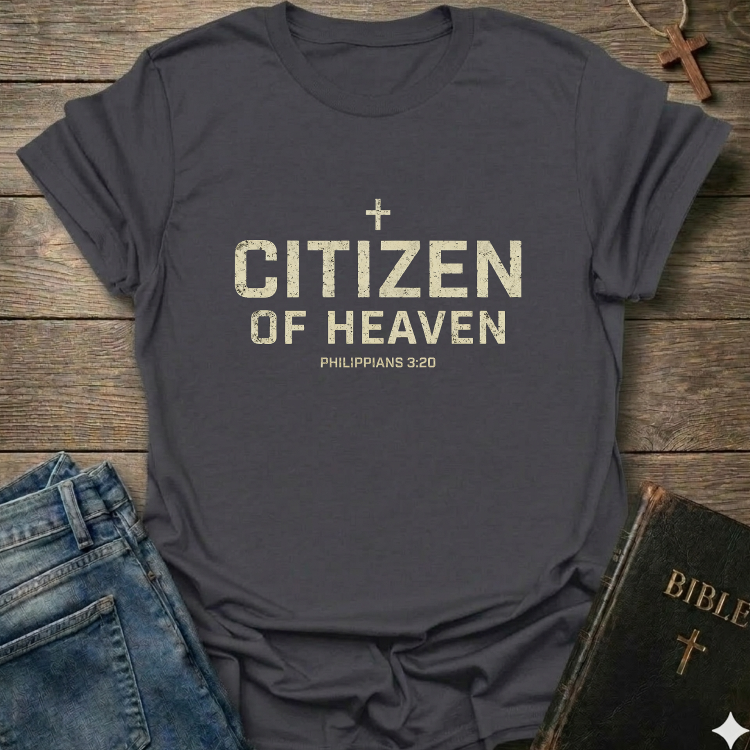 Citizen of Heaven Christian T-Shirt Philippians 3:20 bold faith apparel Faith Forward