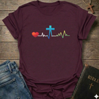 Cross Heart Lifeline Graphic Christian T-Shirt bold faith apparel Faith Forward
