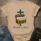 Treasure and Truth Brand Signature Christian T-Shirt cross scripture chest faith apparel conversation starter