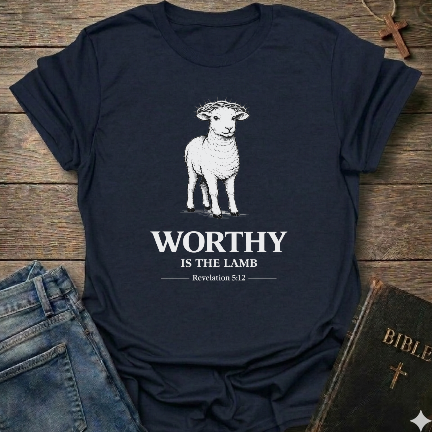 Worthy is the Lamb Christian T-Shirt Revelation 5 worship faith apparel Faith Forward